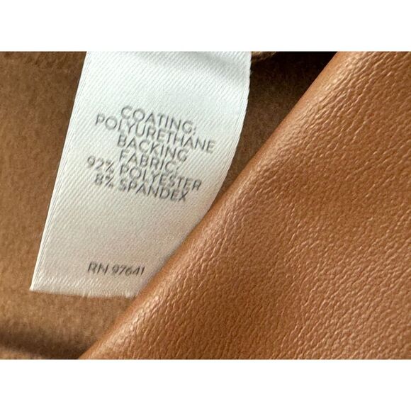 J Jill Faux Leather Sim Leg Trouser Pant Women M EUC Pull on Elastic waist Brown - Picture 8 of 13